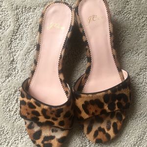 JCrew Leopard slides 7.5